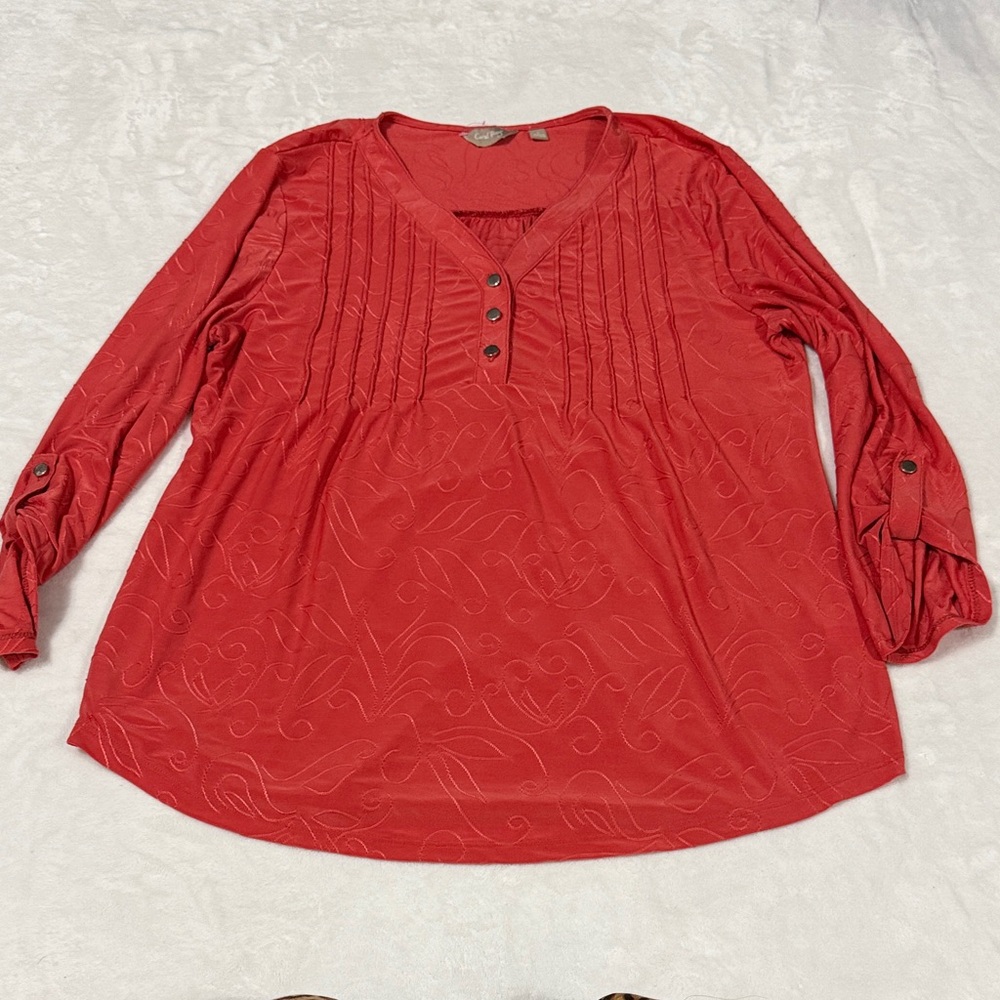Coral Bay Red Buttoned Blouse